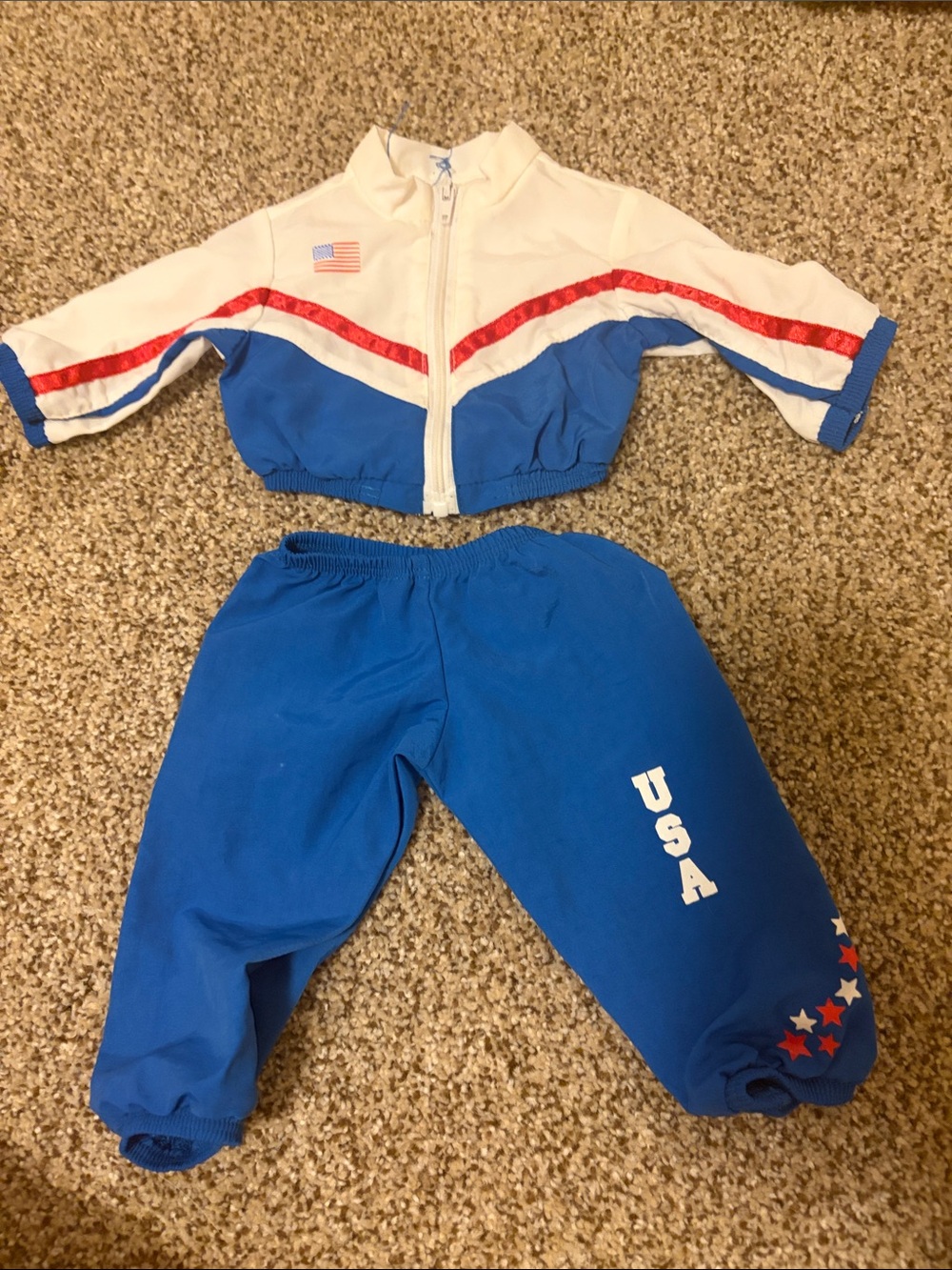 American Girl USA Blue & White Gymnastics Warm Up Suit